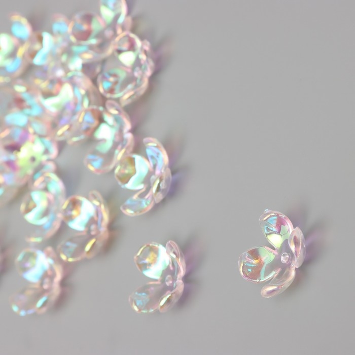 Бусины для творчества пластик "Четырёхлистный цветок" набор 20 шт прозрачный перл. 1,6х1,4 см   9104
