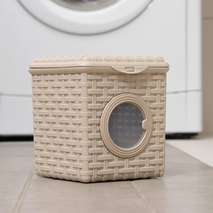 Контейнер для мелочей &laquo;Ротанг&raquo;, 3 л, с иллюминатором, цвет латте