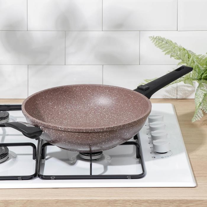 Сковорода WOK Доляна &laquo;Брауни&raquo;, d=28 см, съёмная ручка, антипригарное покрытие, индукция