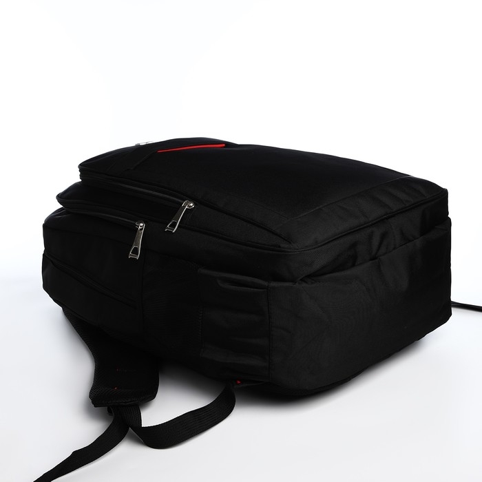 Рюкзак молодёжный из текстиля, 2 отдела на молнии, 4 кармана, цвет чёрный/красный Рюкзак молодёжный из текстиля, 2 отдела на молнии, 4 кармана, цвет чёрный/красный