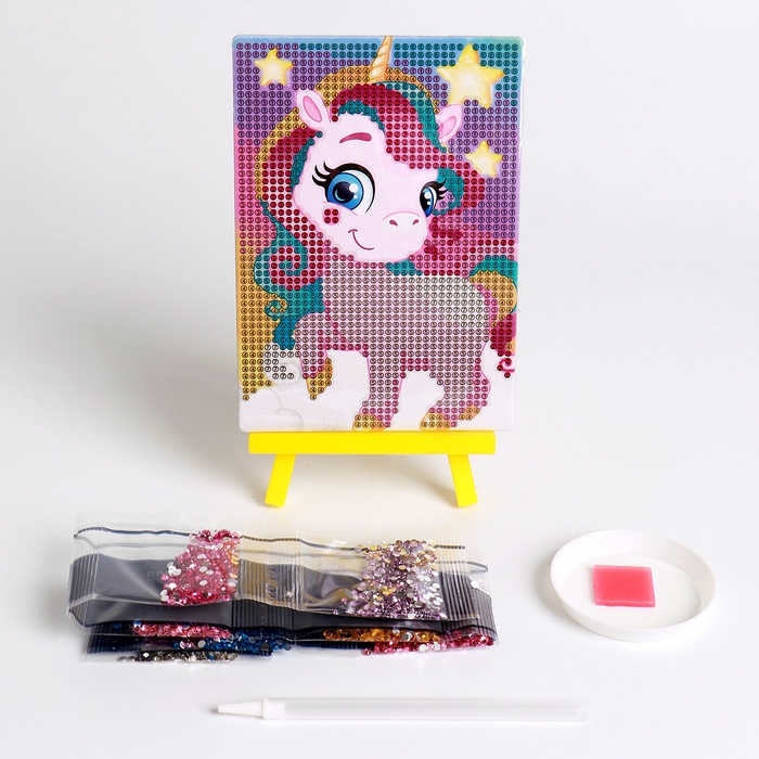 Алмазная мозаика с частичным заполнением на подставке для детей &laquo;Весёлый единорог&raquo;