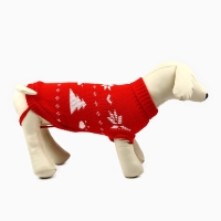 Одежда для собак. Свитер вязаный с орнаментом &laquo;Новогодний&raquo;, красный, размер S
