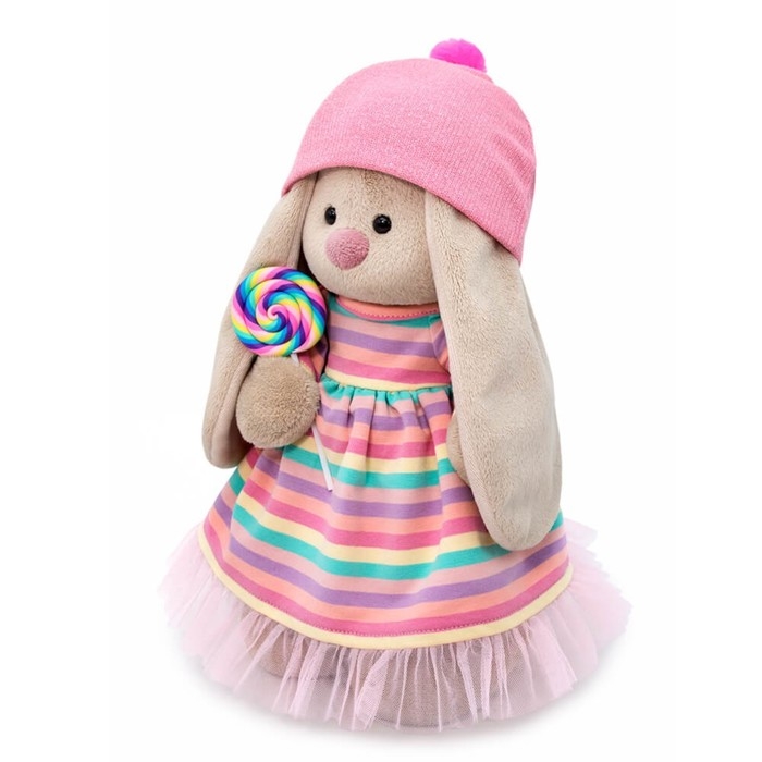 Мягкая игрушка &laquo;Зайка Ми&raquo; в полосатом платье с леденцом, 25 см