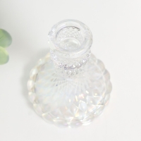 Подсвечник стекло на 1 свечу "Женева" d-2,2 см прозрачный голография 10,5х7,7х7,7 см