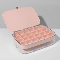 Подставка для украшений &laquo;Шкатулка&raquo; 2 яруса, 30 ячеек, 18&times;14&times;5 см, пластик, цвет розовый