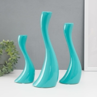 Подсвечник керамика на 1 свечу "Волна" d=2,5 см, бирюза, набор 3 шт h=20, 25 и 30 см Подсвечник керамика на 1 свечу "Волна" d=2,5 см, бирюза, набор 3 шт h=20, 25 и 30 см