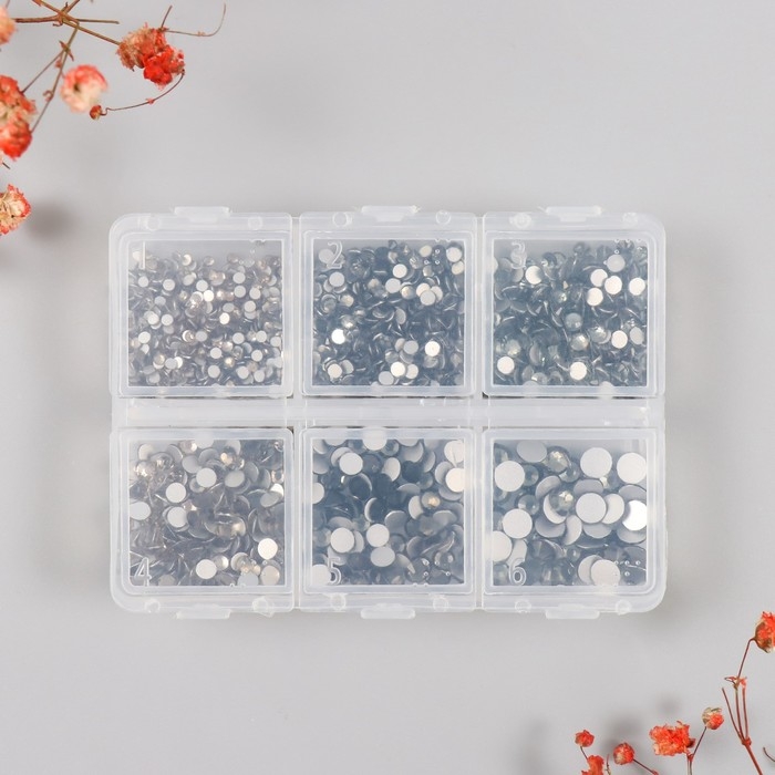 Декор для творчества стекло "Стразы. Прозрачно-серый" d=2-4,8 мм н-р 1188 шт 6х8х1,5 см