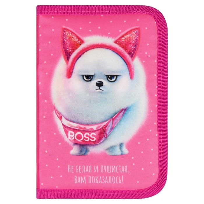 Пенал 1 секция, 133 х 200 х 35 мм, текстильный, Феникс "Босс шпиц" 65712