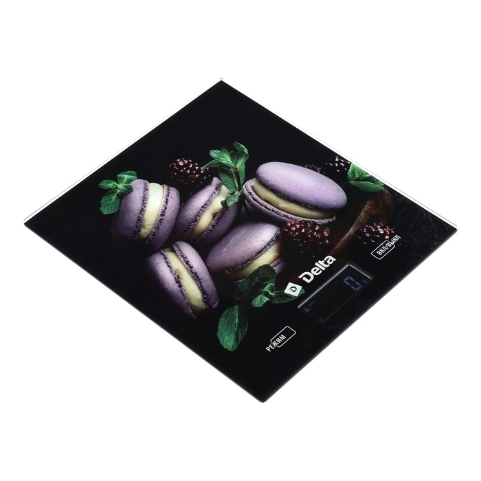 Весы кухонные DELTA KCE-65, электронные, до 5 кг, рисунок Весы кухонные DELTA KCE-65, электронные, до 5 кг, рисунок "Ягодные макарони"
