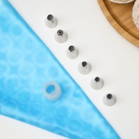 Набор кондитерский Доляна &laquo;Хоста&raquo;, 8 предметов: 6 насадок, адаптер, мешок кондитерский 27&times;15 см, цвет МИКС