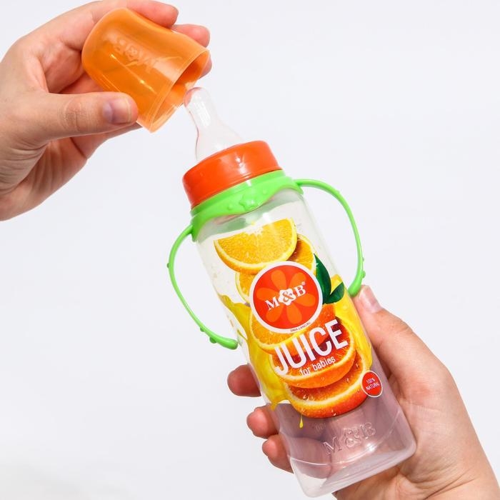 Бутылочка для кормления &laquo;Апельсиновый сок&raquo;, классическое горло, 250 мл., от 0 мес., цилиндр, с ручкам