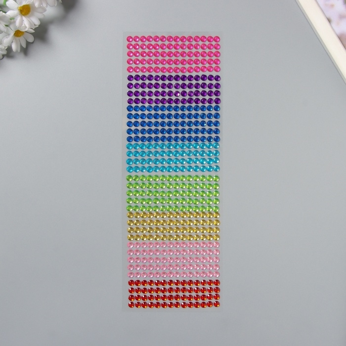 Наклейка пластик стразы Наклейка пластик стразы "Радуга 8 цветов" d=0,6 см 32х10,5 см