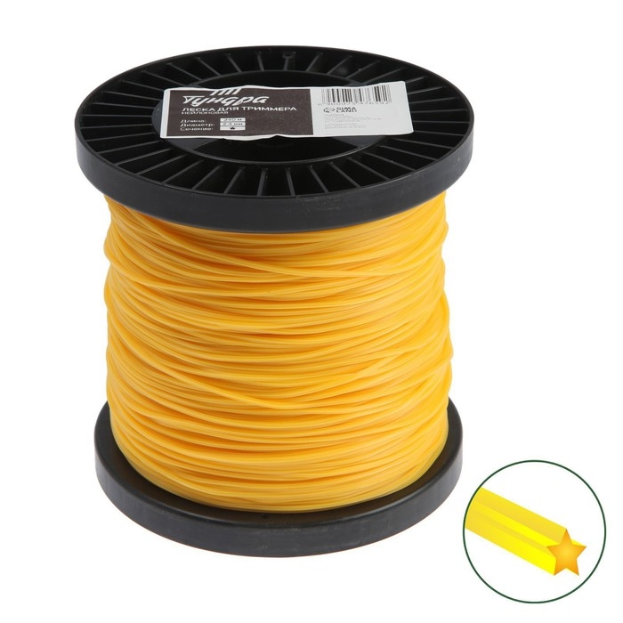 Леска для триммера ТУНДРА, сечение звезда, d=2.4 мм, 240 м, нейлон Леска для триммера ТУНДРА, сечение звезда, d=2.4 мм, 240 м, нейлон