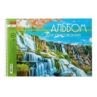 Альбом для рисования А4, 48 листов на гребне "Очарование природы", обложка мелованный картон, тиснение, блок 100 г/м2, МИКС