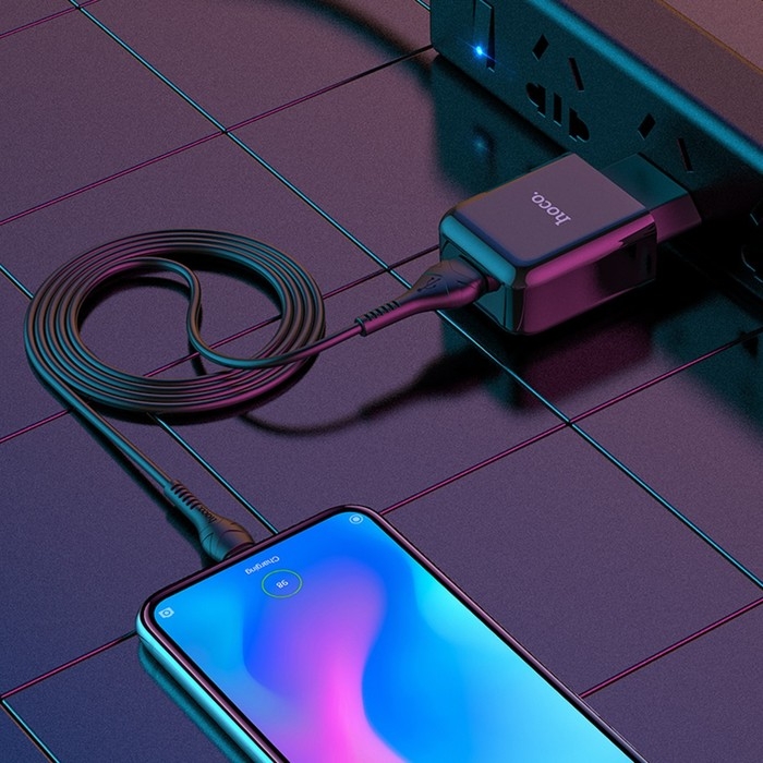Сетевое зарядное устройство Hoco N2, USB - 2.1 А, кабель Type-C 1 м, черный Сетевое зарядное устройство Hoco N2, USB - 2.1 А, кабель Type-C 1 м, черный