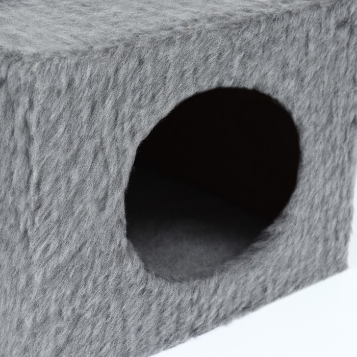 Домик-когтеточка 2-х ур. квадратный с 2-мя квадратными полками, 53 х 35 х 65 см, серый Домик-когтеточка 2-х ур. квадратный с 2-мя квадратными полками, 53 х 35 х 65 см, серый