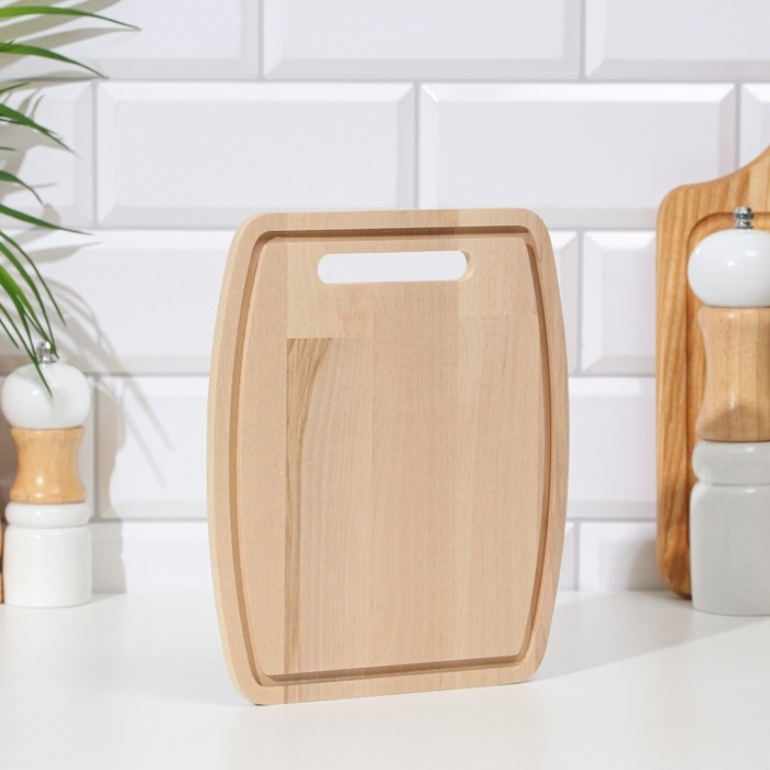 Доска разделочная деревянная с желобом 22х18х0,8 см береза Доска разделочная деревянная с желобом 22х18х0,8 см береза