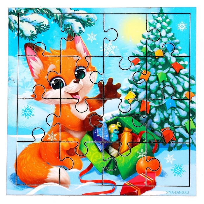 Деревянный пазл «Новый год! Лисёнок с подарками» Деревянный пазл «Новый год! Лисёнок с подарками»
