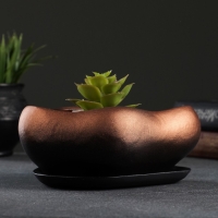 Горшок "Бонсай малый" для кактусов и суккулентов, бронза, 0,6, л/ 17х14х8см