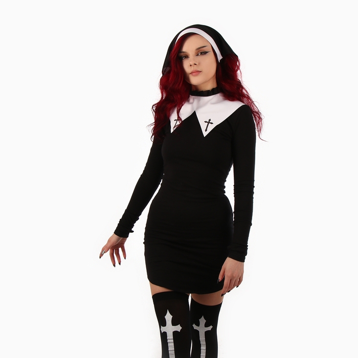 Карнавальный набор &laquo;Монашка&raquo;, головной убор: платок, воротник, чулки