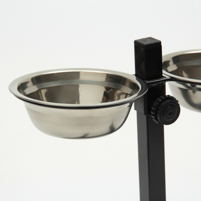 Подставка с мисками, 2 х 250 мл, высота 25 см, разборная, чёрная Подставка с мисками, 2 х 250 мл, высота 25 см, разборная, чёрная