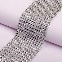 Лента с имитацией страз, 6 см, 9 &plusmn; 1 м, цвет серебряный