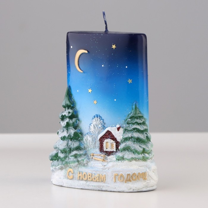 Свеча - цилиндр Свеча - цилиндр "С Новым Годом!", 4х8х10,5 см