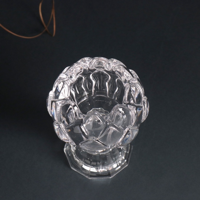 Подсвечник стекло на 1 свечу d=3,5 см "Водная лилия" прозрачный 8х8х11 см