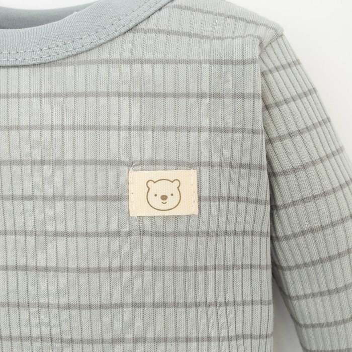 Боди с длинным рукавом Крошка Я, BASIC LINE, рост 86-92 см, полоска серая