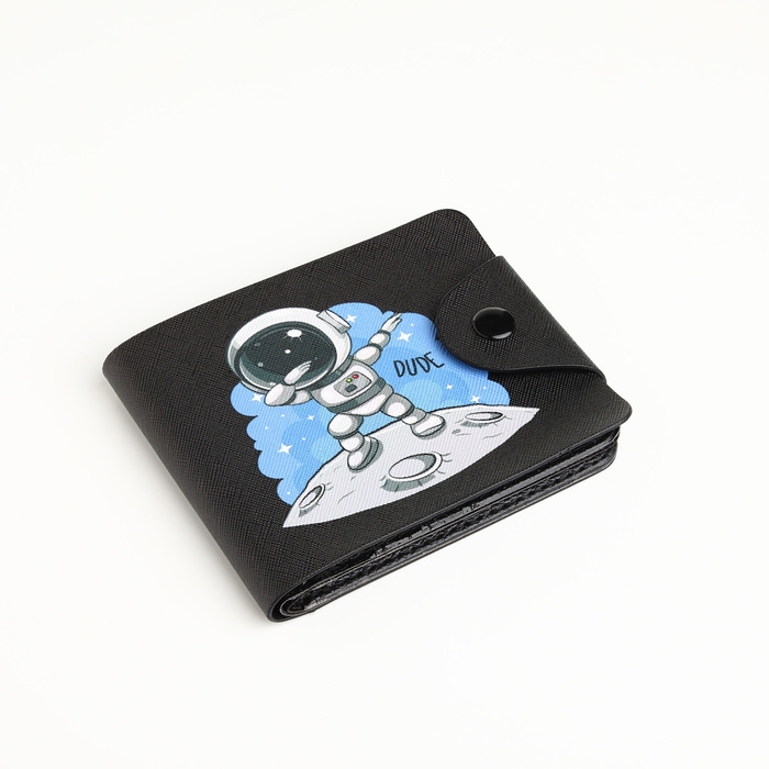 Кошелёк на кнопке, цвет чёрный