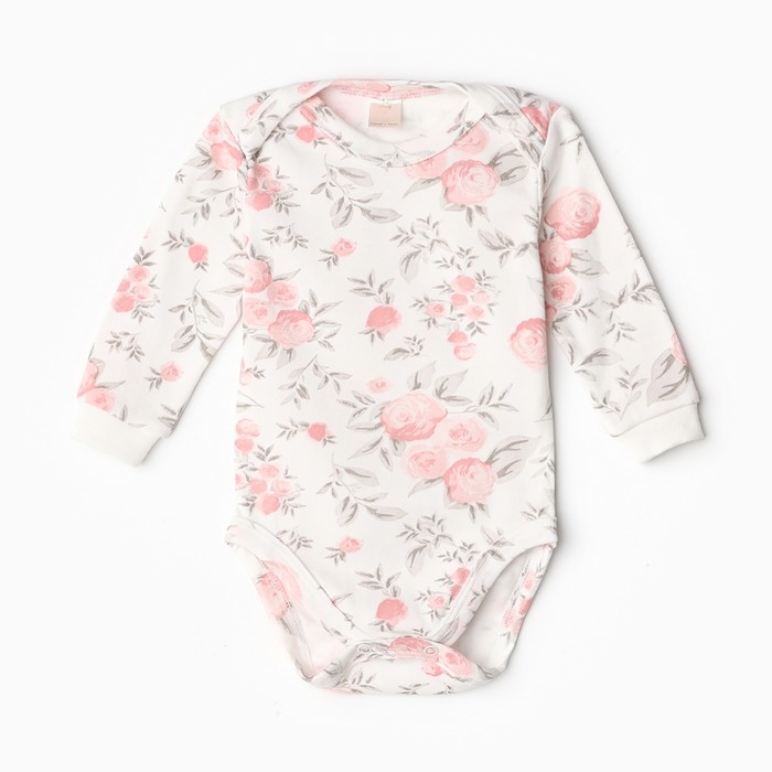Боди детское, цвет белый/роза, рост 68 см