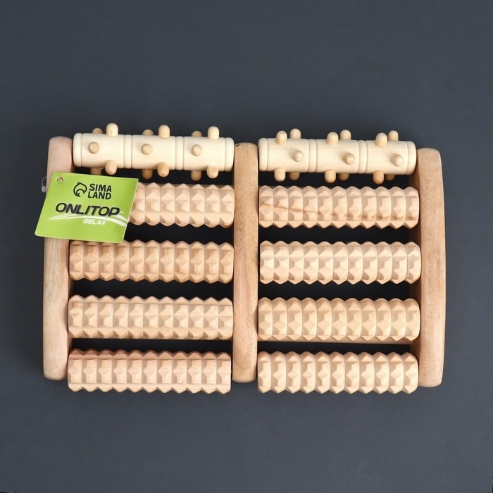 Массажёр «Барабаны», 5 рядов с шипами, 27 × 19 × 5 см, деревянный Массажёр «Барабаны», 5 рядов с шипами, 27 × 19 × 5 см, деревянный