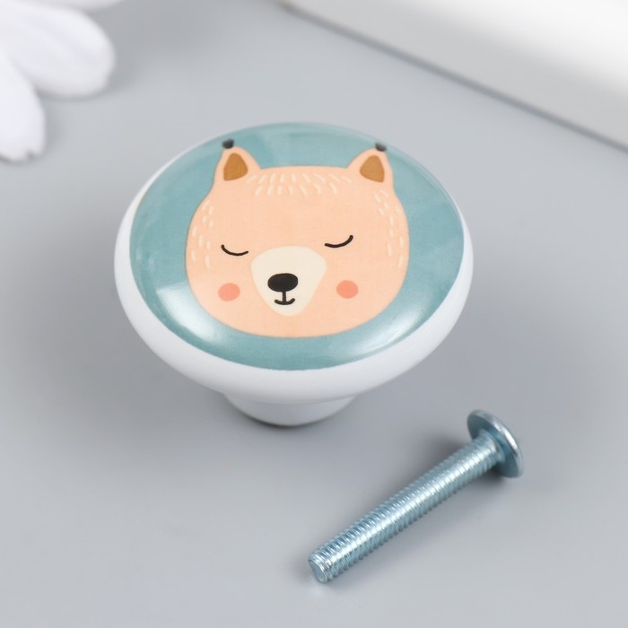 Ручка для шкатулки керамика, металл "Белочка" 3,8х3,8х2,8 см