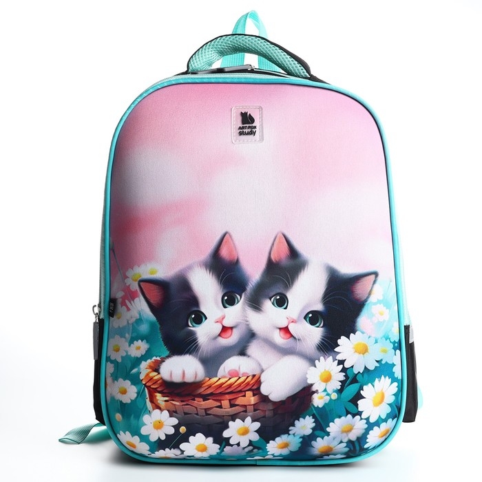 Рюкзак школьный каркасный 39х30х14 см &laquo;1 сентября: Милые котята&raquo;