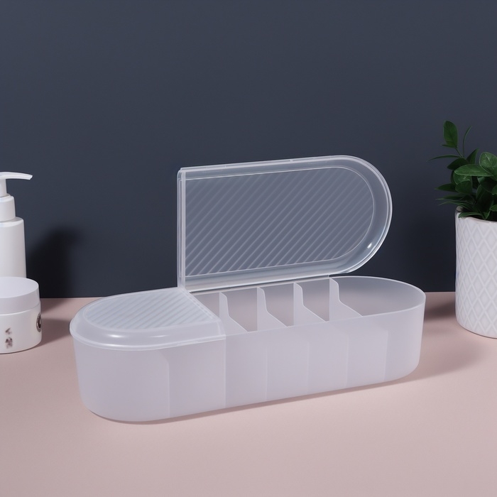 Органайзер для хранения, с крышкой, 7 секции, 28 &times; 10,5 см, цвет прозрачный