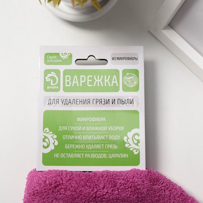 Варежка для уборки Доляна, 22&times;26 см, 40 гр, двухсторонняя, мягкая, микрофибра