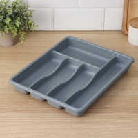 Лоток для столовых приборов, 36&times;29&times;5 см, 5 отделений, цвет серый