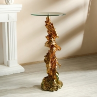 Стол декоративный "Ястреб на скале" золото и серебро 45х45х104 см