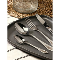 Набор столовый &laquo;Волна&raquo;, 24 предмета, толщина 2 мм, ХР ПВХ, цвет серебряный