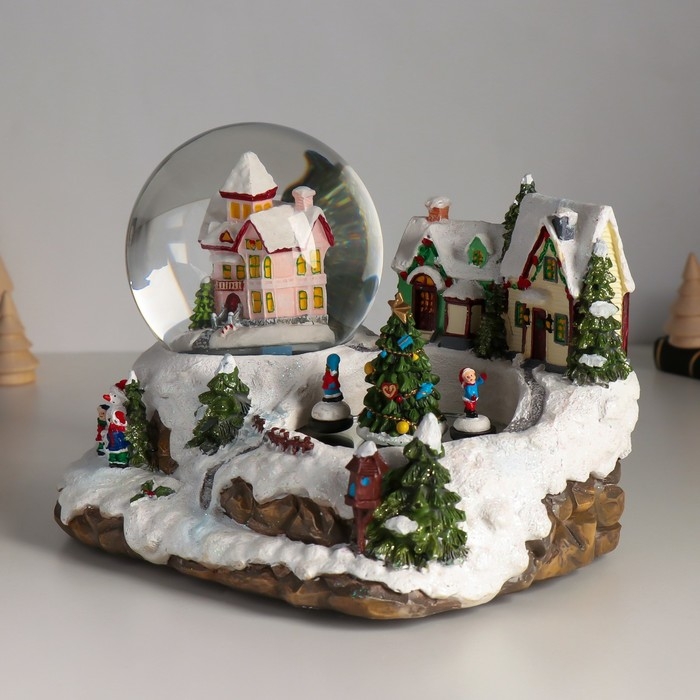 Сувенир полистоун водяной шар музыка, свет Сувенир полистоун водяной шар музыка, свет "Ёлка на катке" крутится d=10 см 22х15,5х15,5 см 103344
