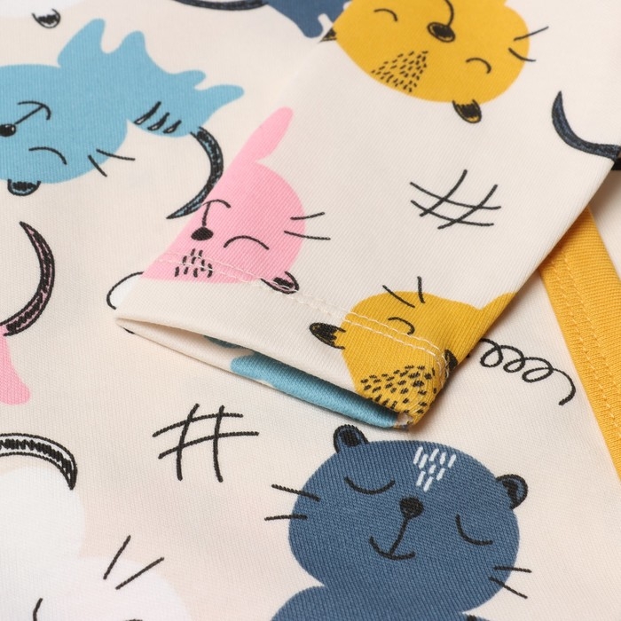 Боди детское, цвет кремовый/котята, рост 74 см