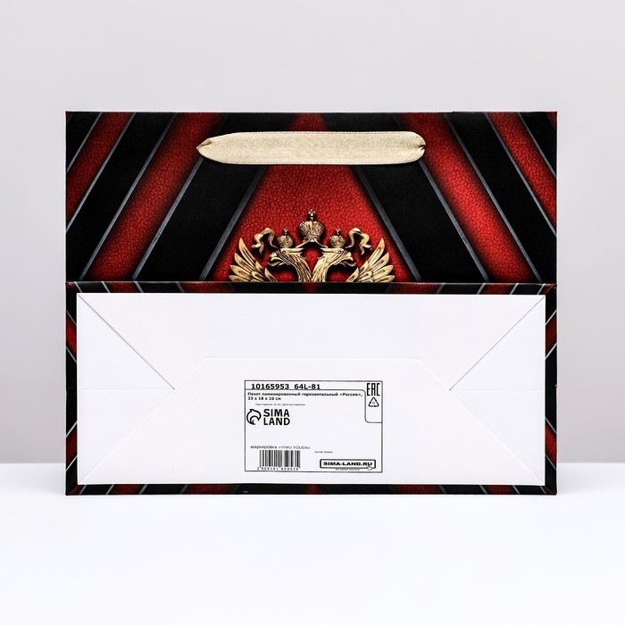 Пакет ламинированный горизонтальный "Россия", 23 х 18 х 10 см