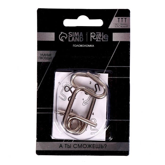 Головоломка Игры разума &laquo;Умные гвозди&raquo; №1,на блистере