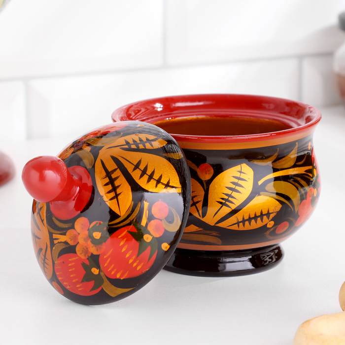 Сахарница &laquo;Ягодка&raquo;, хохлома