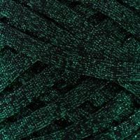 Трикотажная пряжа "Риббон" с люрексом 85м/170&plusmn;5 гр (Черный, люрекс: Зеленый)