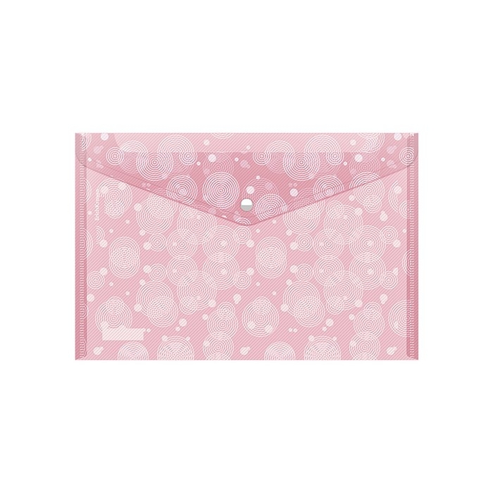 Папка-конверт на кнопке А4, 180 мкм, ErichKrause, Pastel Dots, глянцевая, полупрозрачная, с рисунком, МИКС
