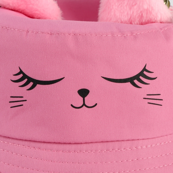 Панама детская для девочки &laquo;Кошка&raquo;, +ушки-заколки, цвет розовый, р-р 54