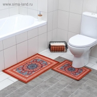 Набор ковриков для ванной и туалета Доляна &laquo;Геомертик&raquo;, 2 шт: 50&times;78 см, 40&times;50 см, цвет серый