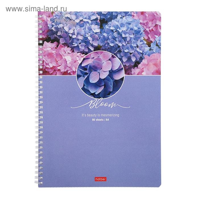 Тетрадь А4, 96 листов в клетку на гребне Тетрадь А4, 96 листов в клетку на гребне "Красота цветения", обложка мелованный картон, блок офсет, МИКС