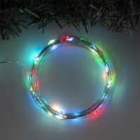 Гирлянда &laquo;Нить&raquo; 5 м роса, IP20, серебристая нить, 50 LED, переливы, батарейки AAх3 (нет в комплекте), свечение мульти (RGB)